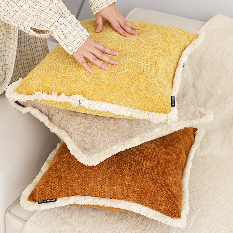 居家美学雪尼尔肌理流苏方枕客厅沙发抱枕套床上用靠枕靠垫,居家布艺,靠垫/抱枕,淘宝优惠券,粉丝福利购,淘宝优惠卷