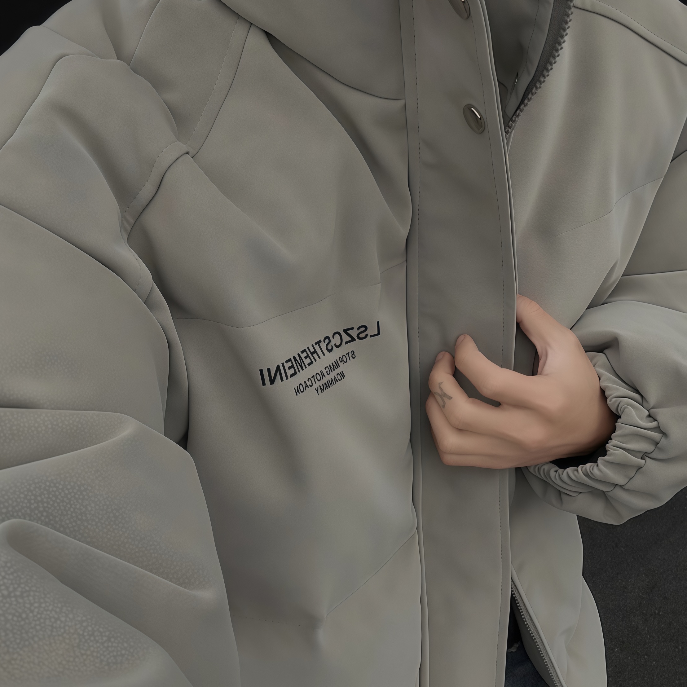 冬季雾面pu皮羽绒服外套男潮牌