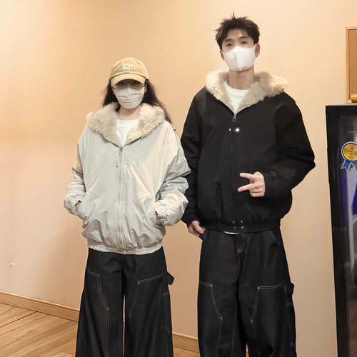 冬季韩式情侣座山雕羽绒棉服男