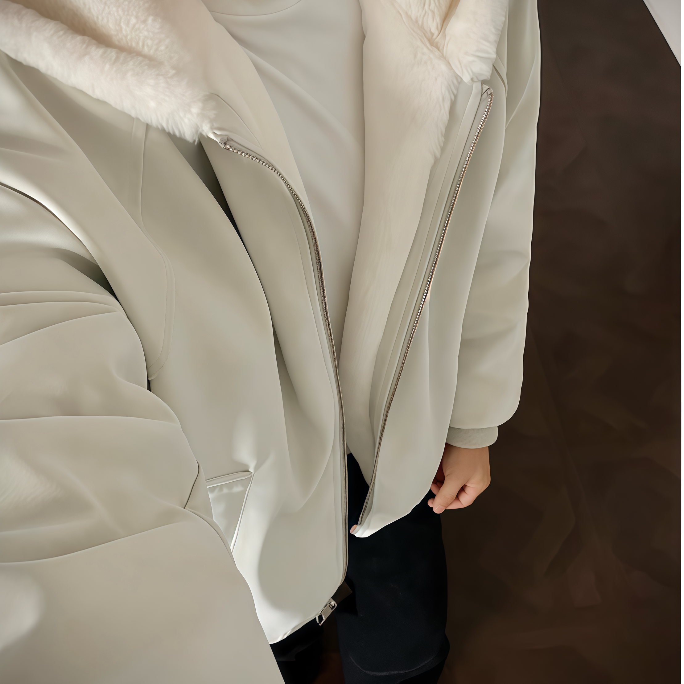 荔枝纹情侣PU皮座山雕外套棉服男