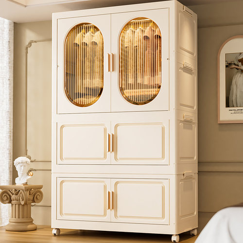 折叠衣柜免安装收纳柜宝宝婴儿玩具衣物储物柜简约衣橱带轮置物柜