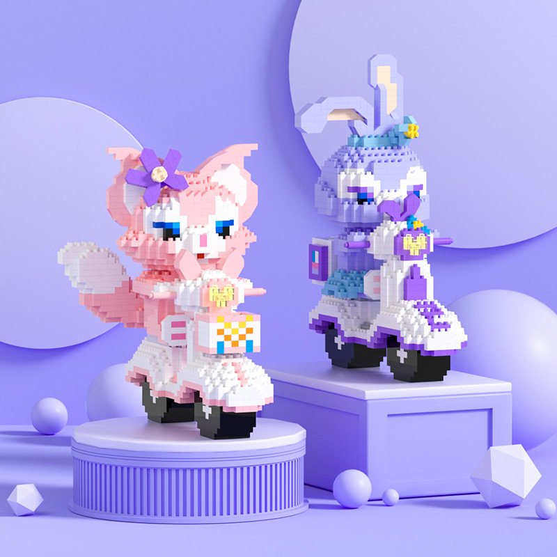 拼插积木微小颗粒摩托车星黛露