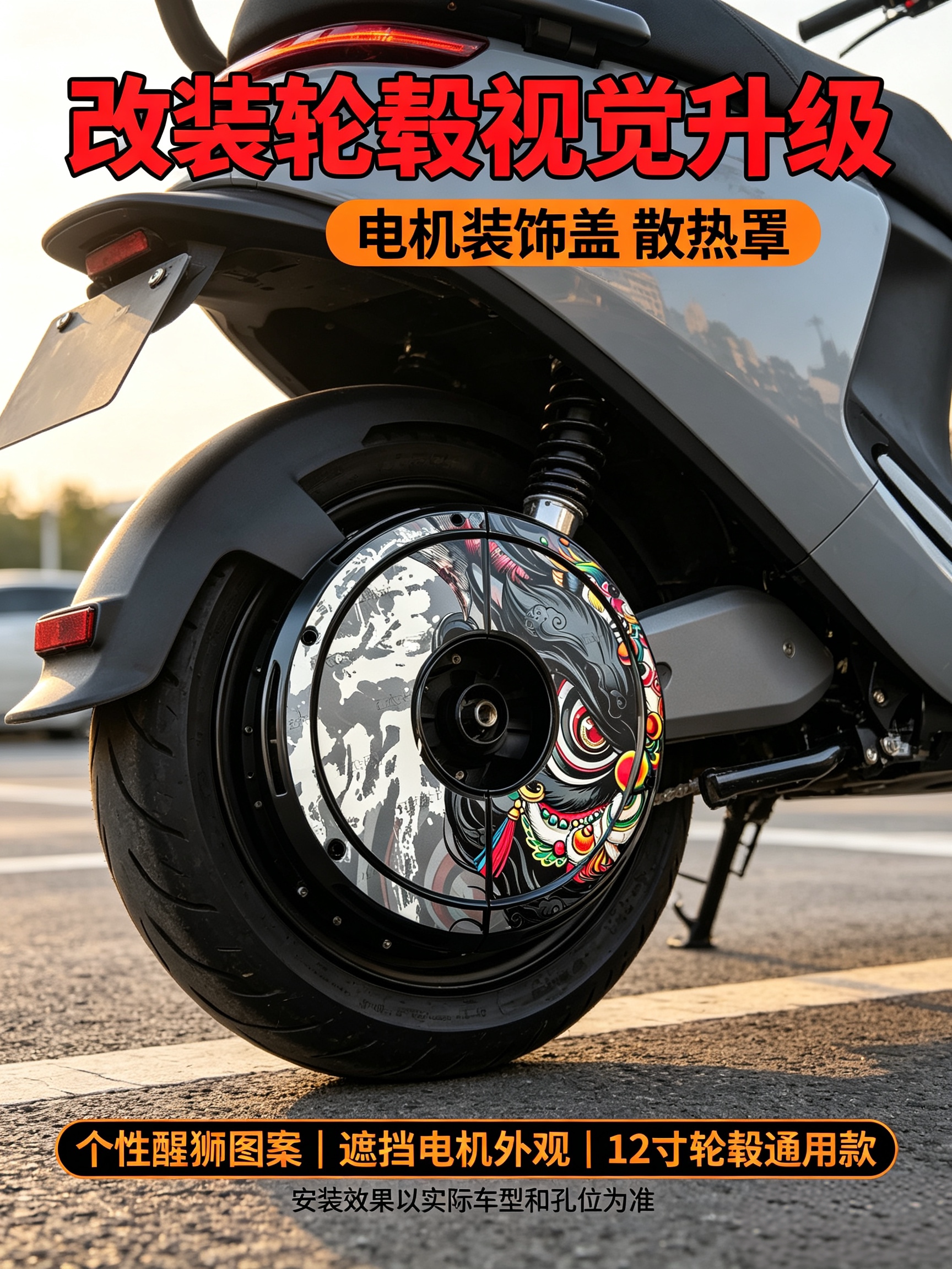 适用于九号极核小牛12寸轮毂电机散热保护装饰盖个性图案可订制