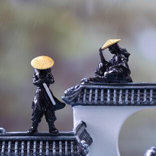 古风江湖侠客姜太公钓鱼人物模型鱼缸微景观造景桌面工位装饰摆件