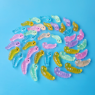 夜光毛毛虫玩具解压小物件桌面小摆件迷你仿真动物树脂模型小礼品