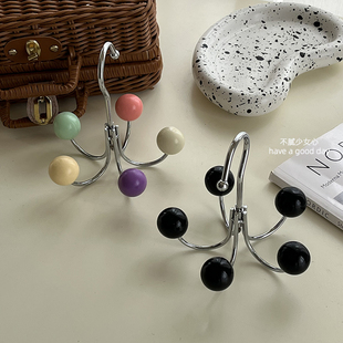 ins多功能旋转挂钩包包皮带帽子衣服收纳神器免打孔复古木球衣挂