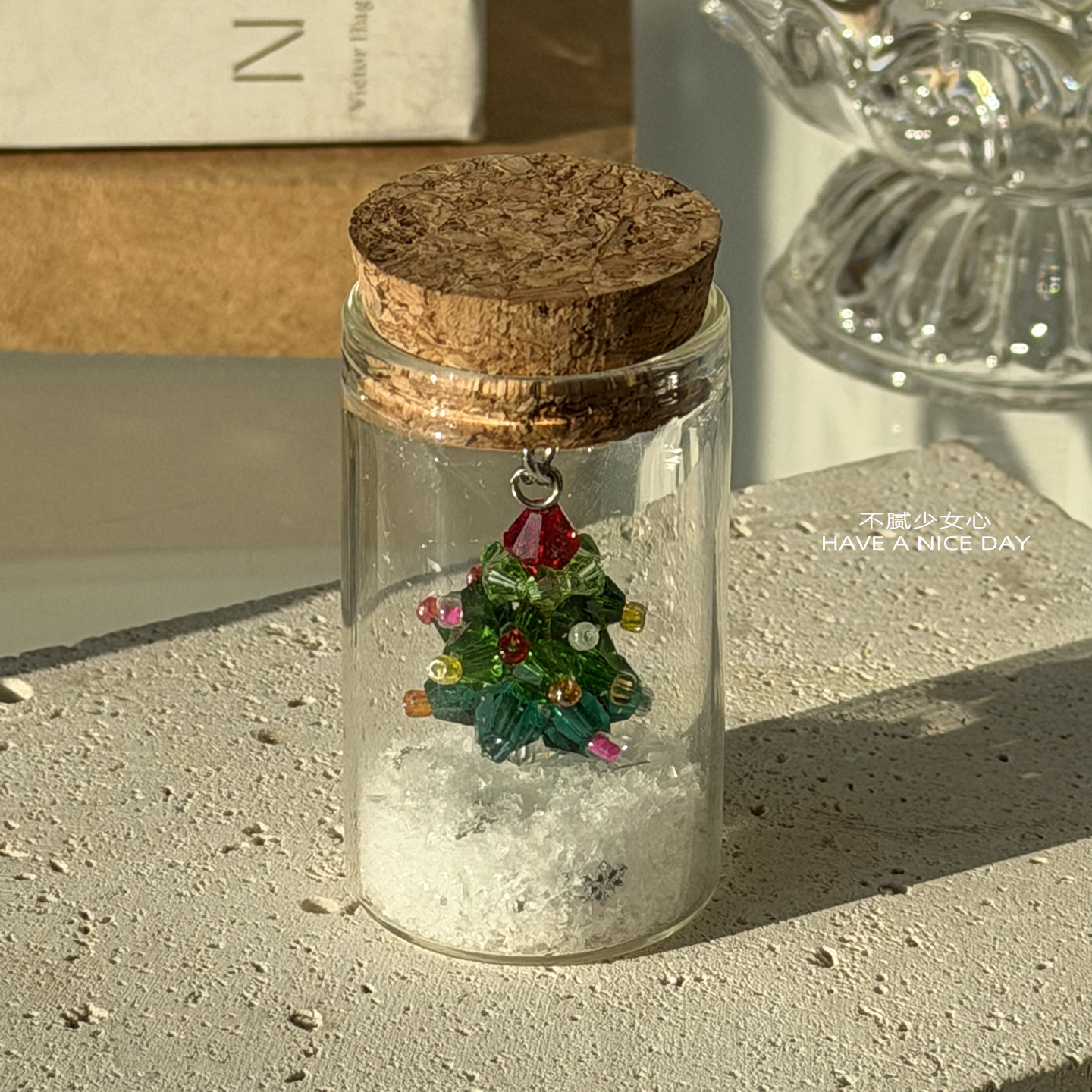 【手心的圣诞树】串珠圣诞树迷你玻璃瓶装雪ins微景礼物圣诞礼物