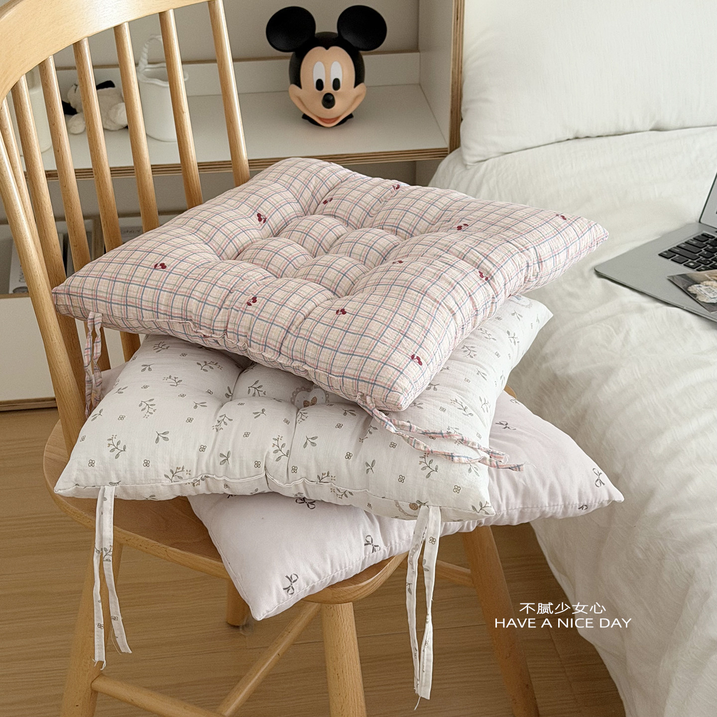 ins可爱办公室加厚屁垫柔软碎花椅垫靠垫家用沙发绑带坐垫,居家布艺,椅垫,淘宝优惠券,粉丝福利购,淘宝优惠卷