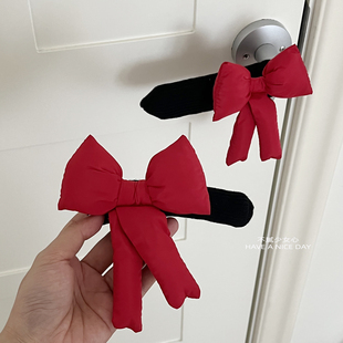 ins风蝴蝶结入户门把手护套防撞门把手套保护套女孩卧室门装饰