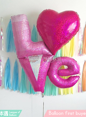 美国进口飘空LOVE字母marry me镭射铝箔39寸氦气球画本遇带原包装