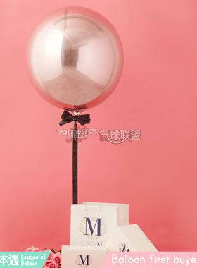 美国Orbz日本进口镜面红黑蓝金属玫瑰金银彩虹色4D圆形氦气球无痕