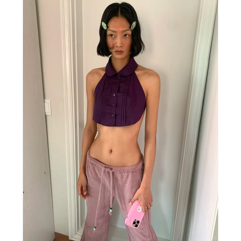 ASSAULT aw25娃娃领露背可调节衬衫领子