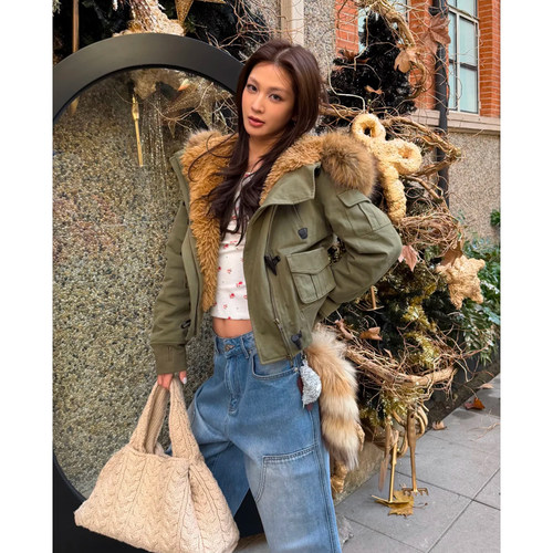 ASSAULT aw25大毛领毛绒内胆工装棉服外套 军绿/黑色