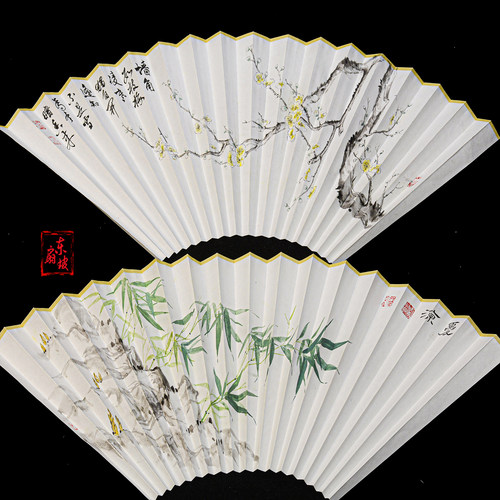 9.5寸18方/16方纯手绘苏工扇面