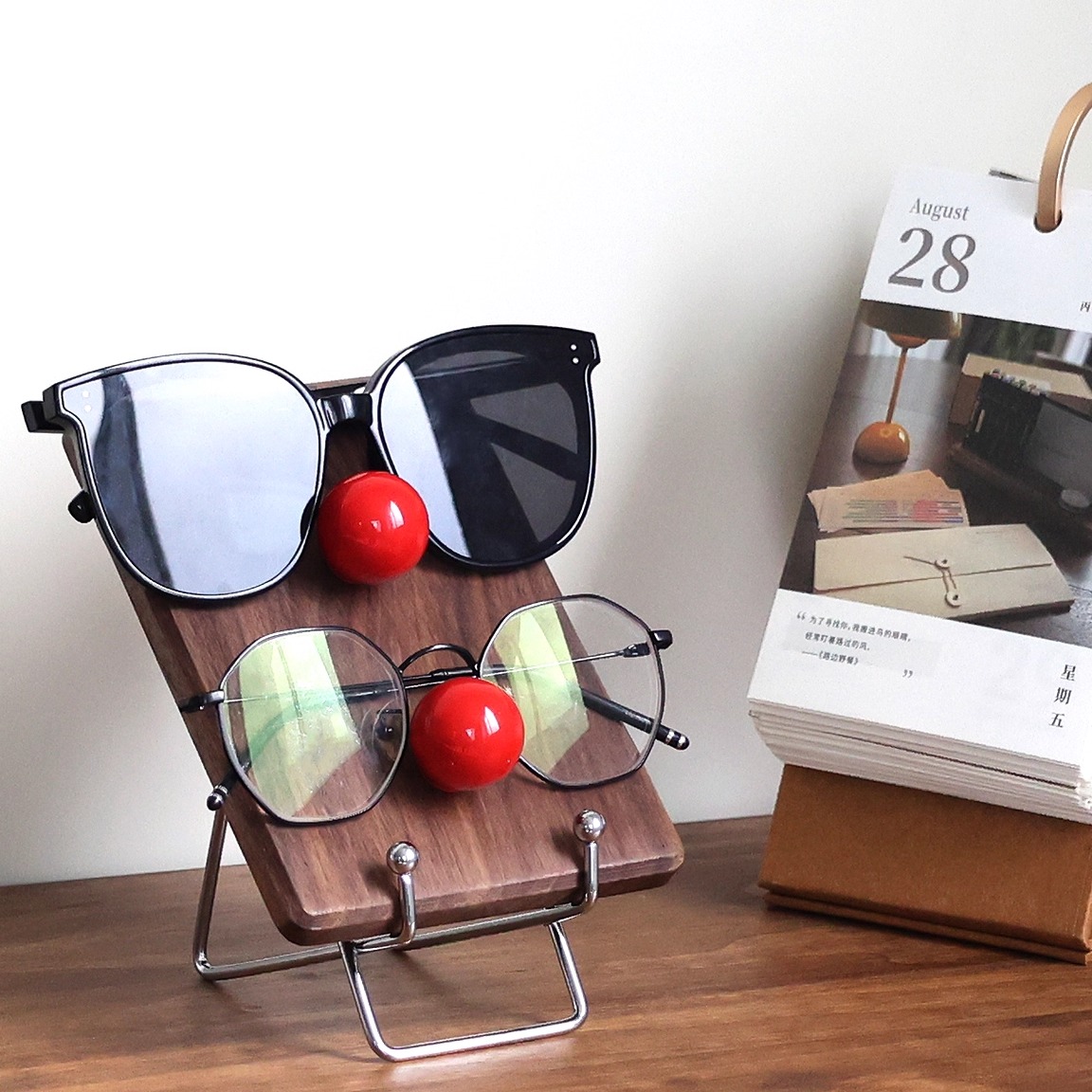 创意实木眼镜放置架高档胡桃木眼镜架太阳镜墨镜收纳架眼镜展示架