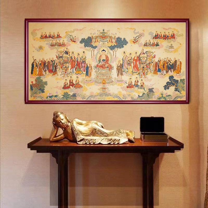 唐卡挂画佛祖说法图佛系全佛图像藏式佛堂装饰画释迦牟尼书房壁画