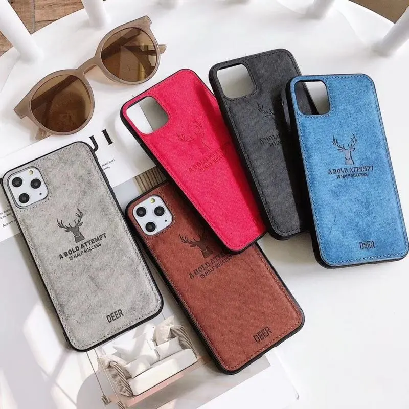 现货iPhone13手机壳苹果12pro麋鹿布纹防摔防汗壳14PRO硅胶软壳11
