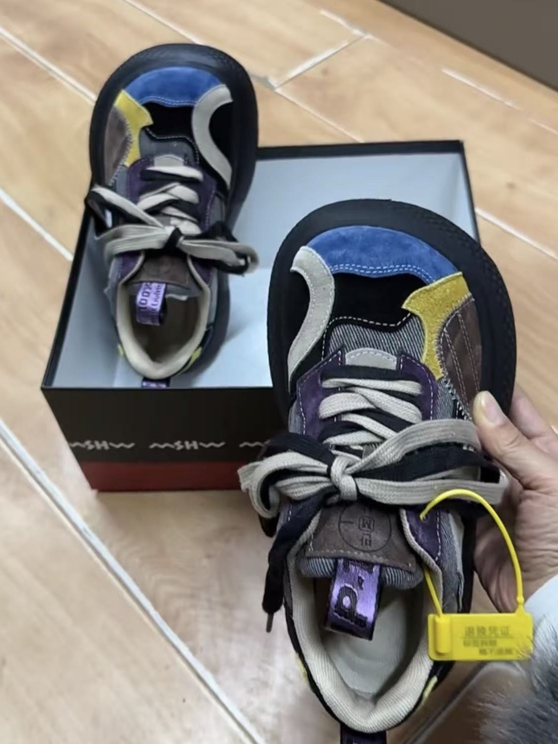 小众复古风小胖丁双色系带丑萌面包鞋2025冬季新款厚底雪地棉女鞋