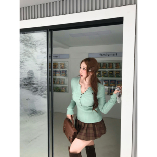 【显白天菜】丝丝定制韩系穿搭粉色麻花连毛衣女慵懒风针织上衣