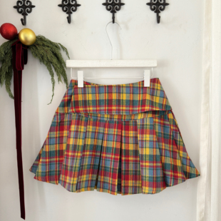 【梦境巡游】丝丝日记复古节日感彩色格子百褶裙秋冬半身裙短裙