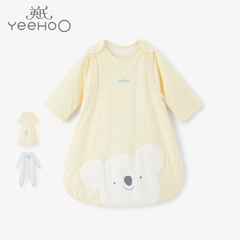 英氏新生婴儿睡袋春季新款男女宝防踢被可卸袖yescj01002a01