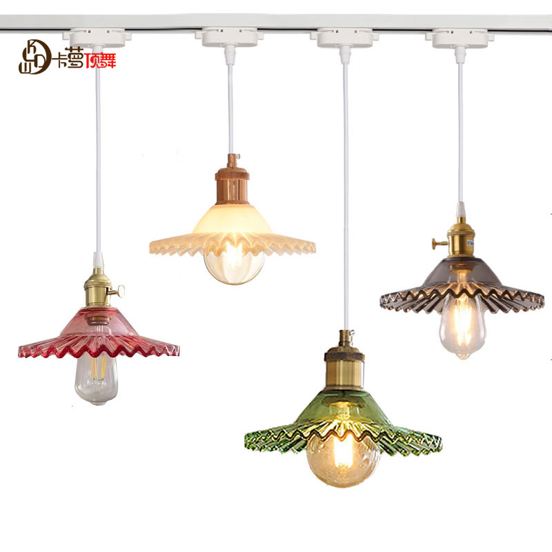 原木餐厅奶茶店书吧民宿商用轨道吊灯客厅日式床头创意个性玻璃灯