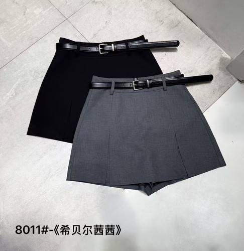 希贝尔XIBEIER短裤2025春夏新款女西装短裙假两件裤裙前裙后裤女