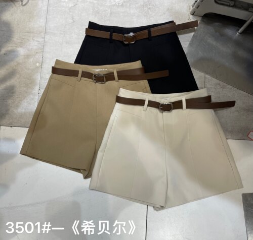 希贝尔XIBEIER短裤2023春季新款短裤女简约韩版直筒裤时尚西裤女