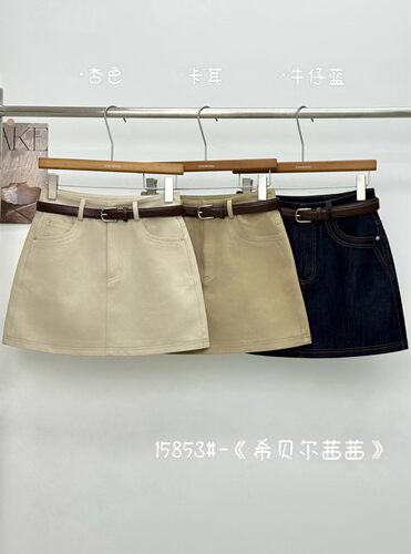 希贝尔XIBEIER短裙2026夏季新款短裙女简约洗水棉短裙休闲小A裙子