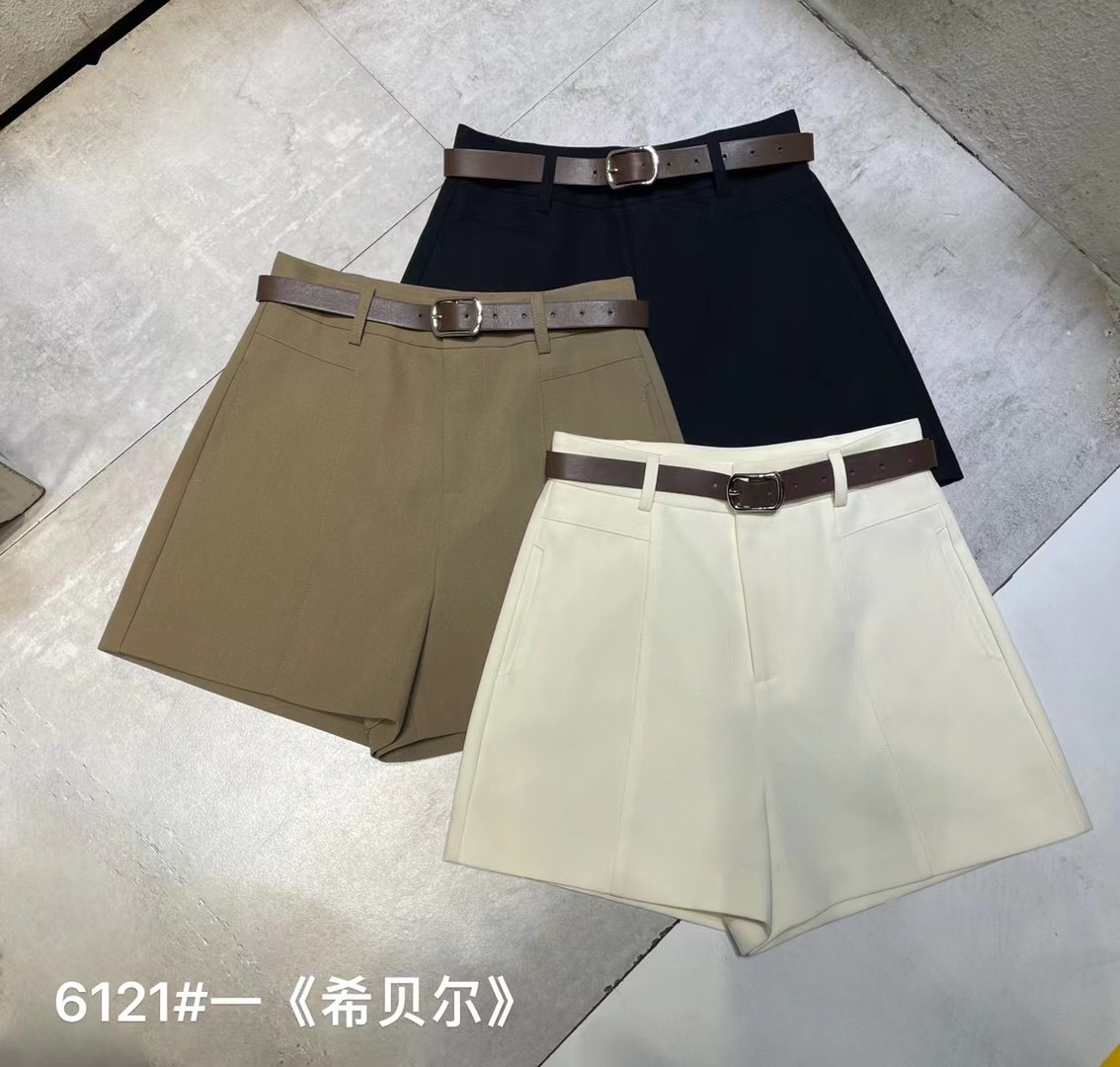 希貝二XIBEIER短褲女外穿2024春夏新款顯瘦高腰闊腿褲西裝a字褲子