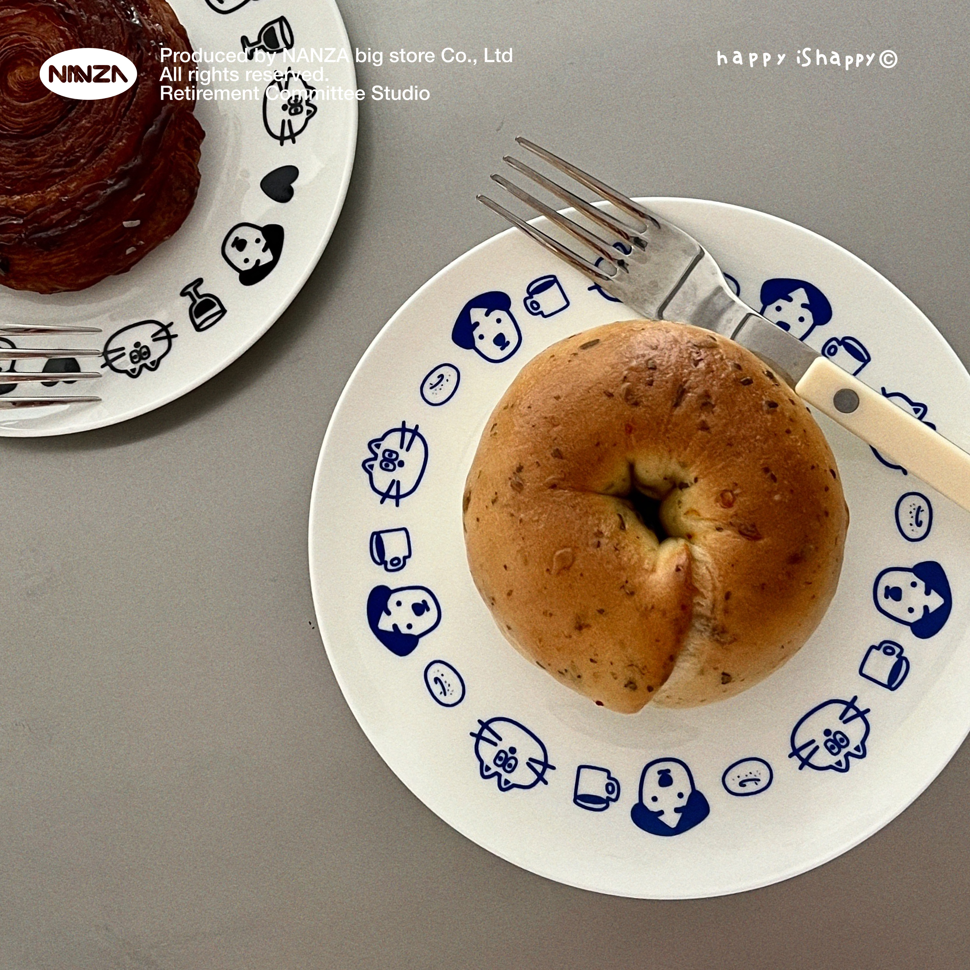 NANZA小狗盘子骨瓷ins餐盘6寸
