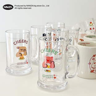 NANZA小兔子杯子咖啡杯玻璃小猪ins生肖杯牛奶杯冷饮小狗杯马克杯