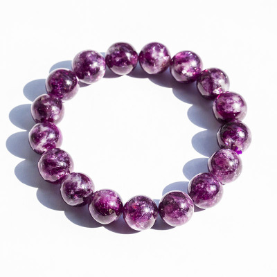 天然紫祖母晶手串锂云母水晶手链无烤无染有棉女友闺蜜龙石岛水晶