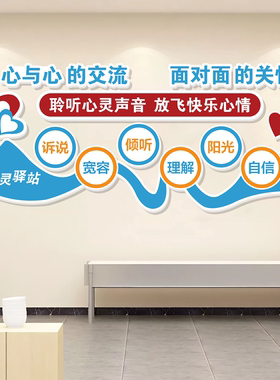 心理咨询室布置装饰灵驿站文化墙面学校健康辅导工作挂图贴画
