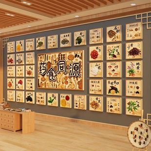 养生馆氛围布置装饰画24二十四节气中医药食同源背景形象文化墙面