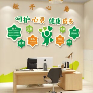 学校心灵驿站背景墙挂画心理咨询室墙面广告宣传海报布置用品贴画