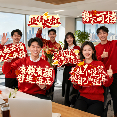 2025蛇年大吉新年场景布置手举牌