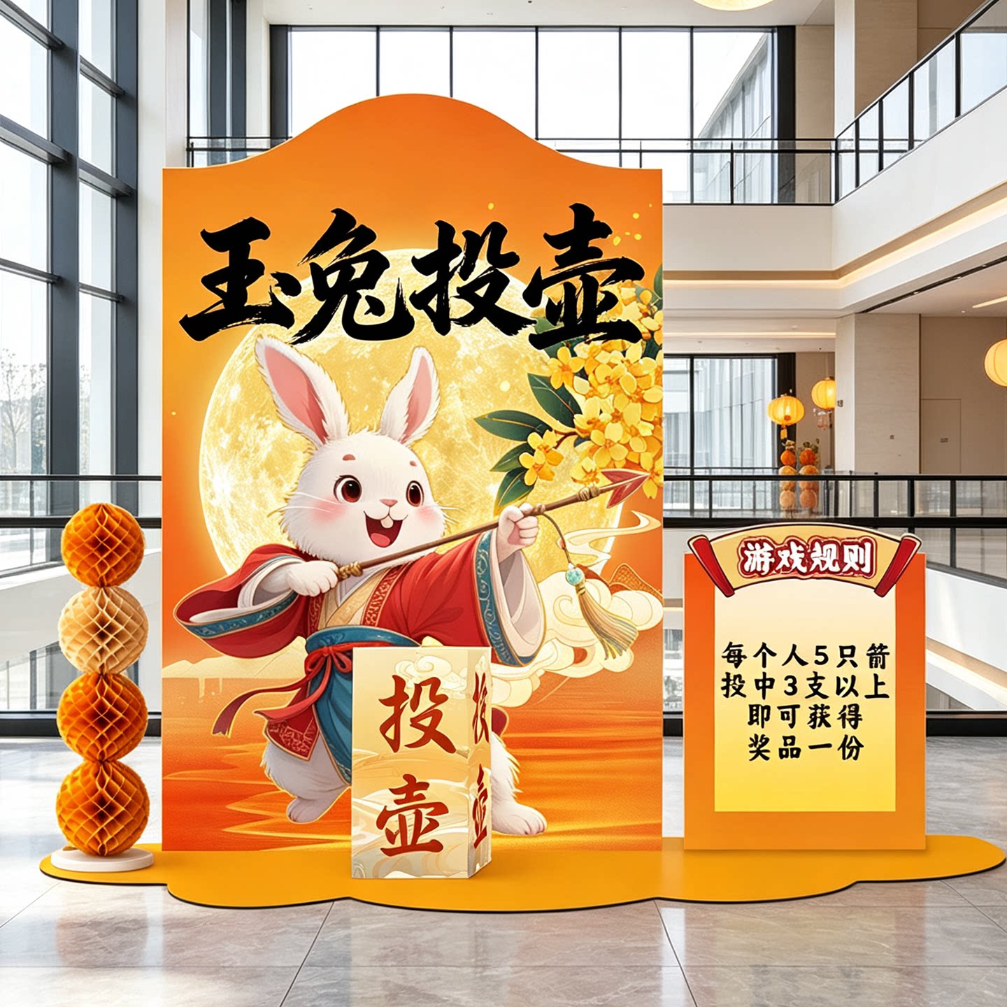 国庆节场景布置投壶游戏道具商场射箭沙包活动装饰氛围背景kt展板