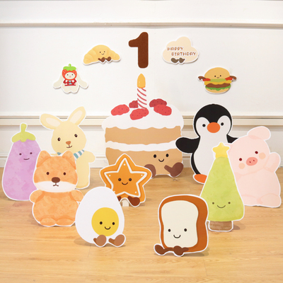 ins小红书宝宝生日周岁百天jellycat主题布置装饰拍照KT板背景墙