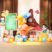 白雪公主和七个小矮人周岁生日百天满月女孩宝宝宴装 饰布置背景墙