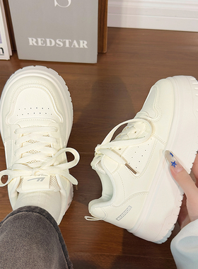 回力白色松糕厚底小白鞋女新款爆款百搭学生休闲增高板鞋子ins潮