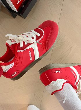 回力红色kt猫德训鞋女款2026新款百搭学生轻便软底休闲板鞋子女鞋