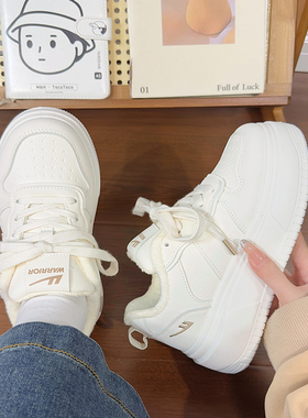 回力女鞋白色厚底小白鞋女冬季加绒新款爆款二棉鞋百搭休闲板鞋子