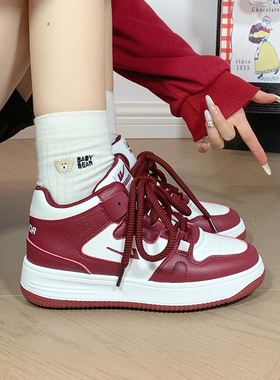 回力本命年红色高帮板鞋女2026新款厚底百搭女鞋休闲爆款小白鞋子
