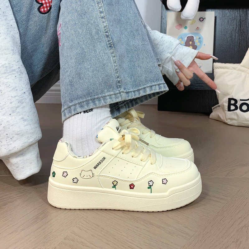 回力可爱奶黄涂鸦厚底板鞋