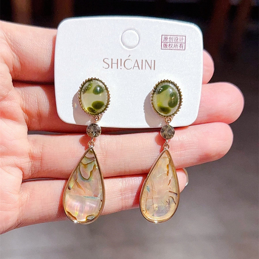 法式创意鲍鱼贝水滴长款耳环高级感轻奢欧美大牌复古耳坠气质耳钉