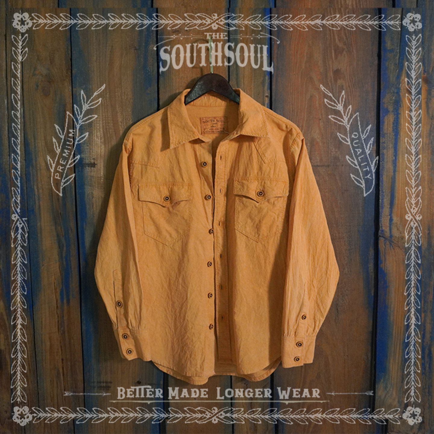 棉麻手工植物染泥染薄款西部衬衫