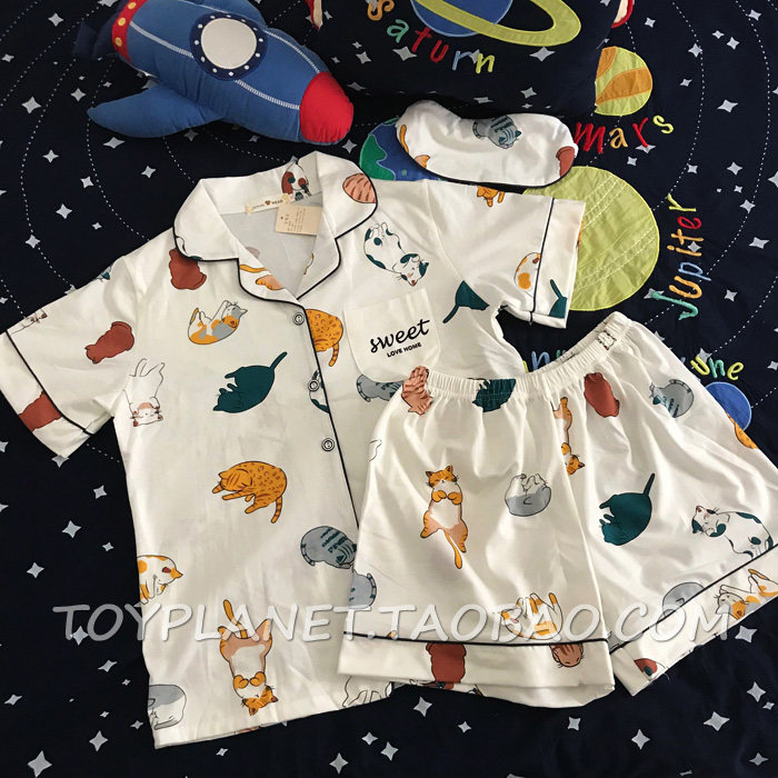 日系纯棉卡通翻领猫咪学生睡衣短袖短裤套装夏休闲少女薄款家居服|msdalam kategori Pakaian Dalam/seluar dalam lelaki/tracksuit, baju tidur/pakej perkhidmatan rumah - dari Buy2taobao.com untuk memberikan perkhidmatan ejen Taobao profesional membeli