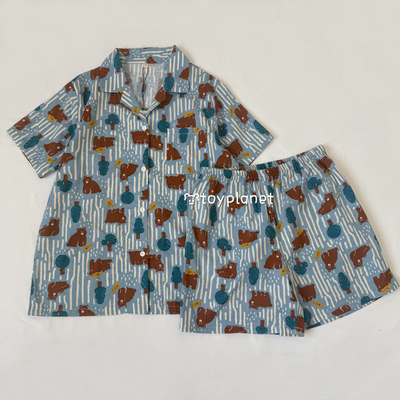 全棉纱布夏季可爱卡通家居服套装