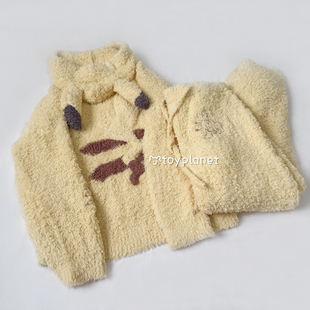 秋冬加厚保暖软绵绵半边绒睡衣女士连帽可外穿长袖长裤家居服套装